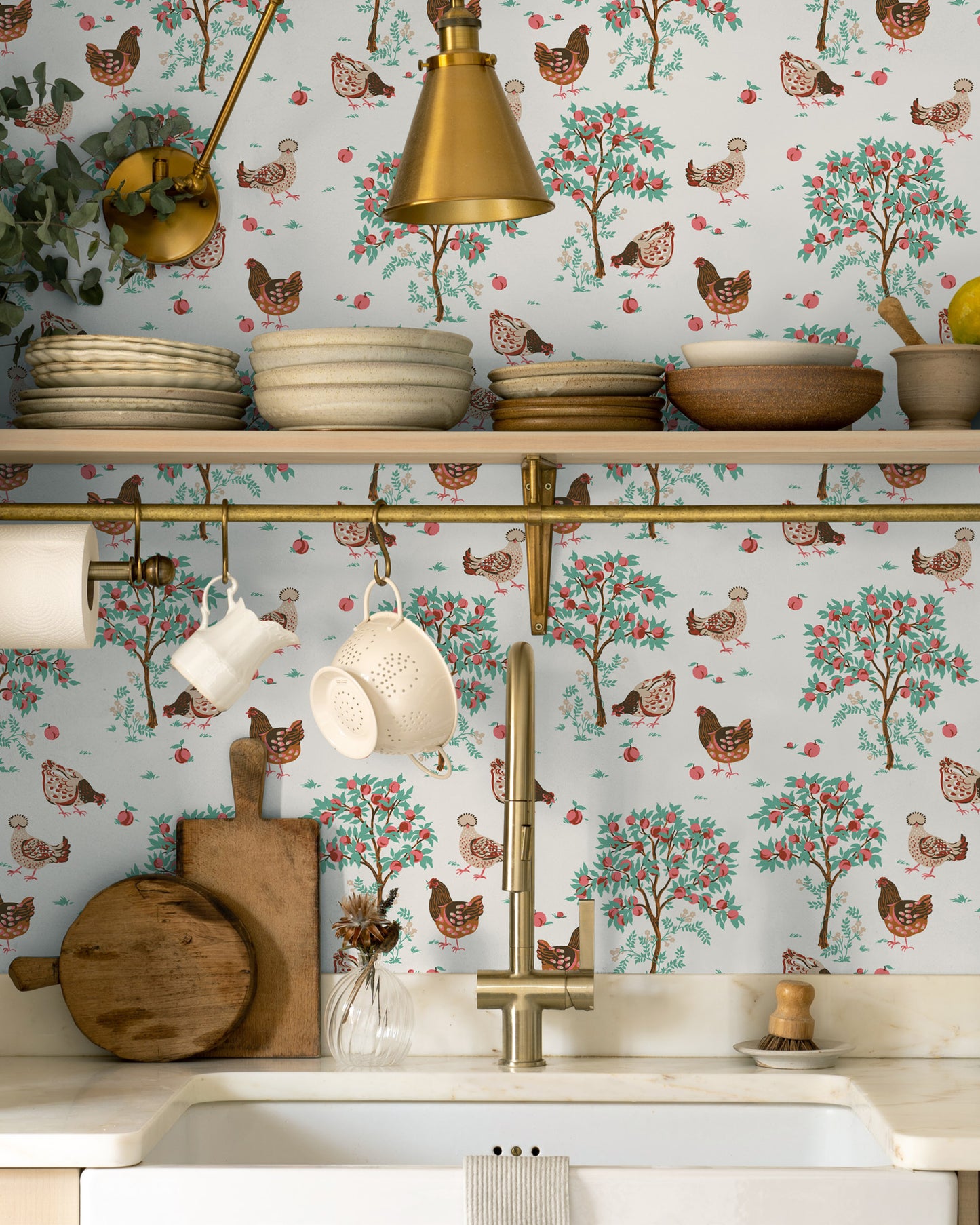 Hen House - Peel & Stick Wallpaper - Linen - Printfresh