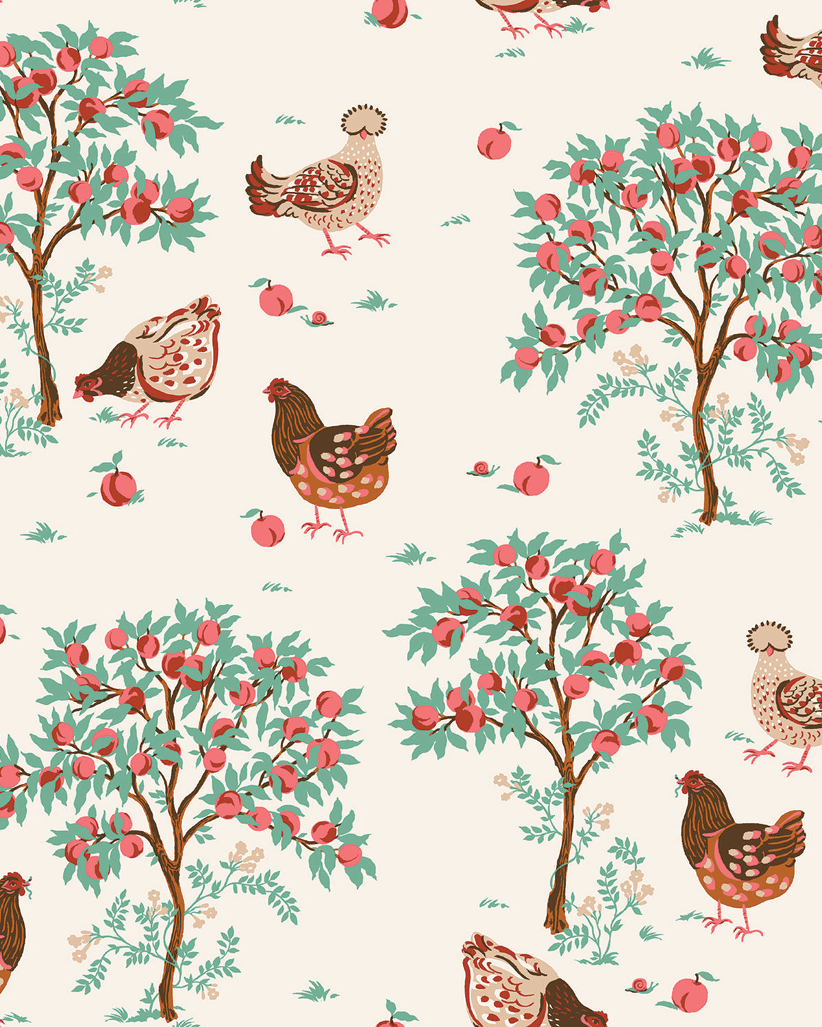 Hen House - Peel & Stick Wallpaper - Linen - Printfresh