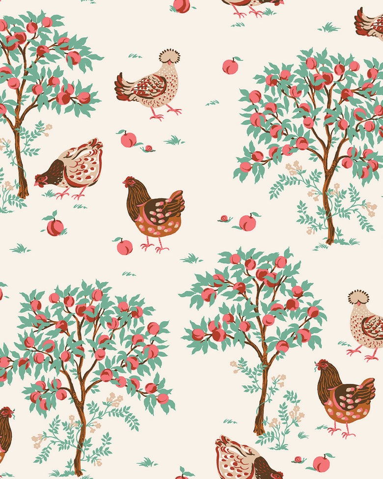 Hen House - Peel & Stick Wallpaper - Linen - Printfresh