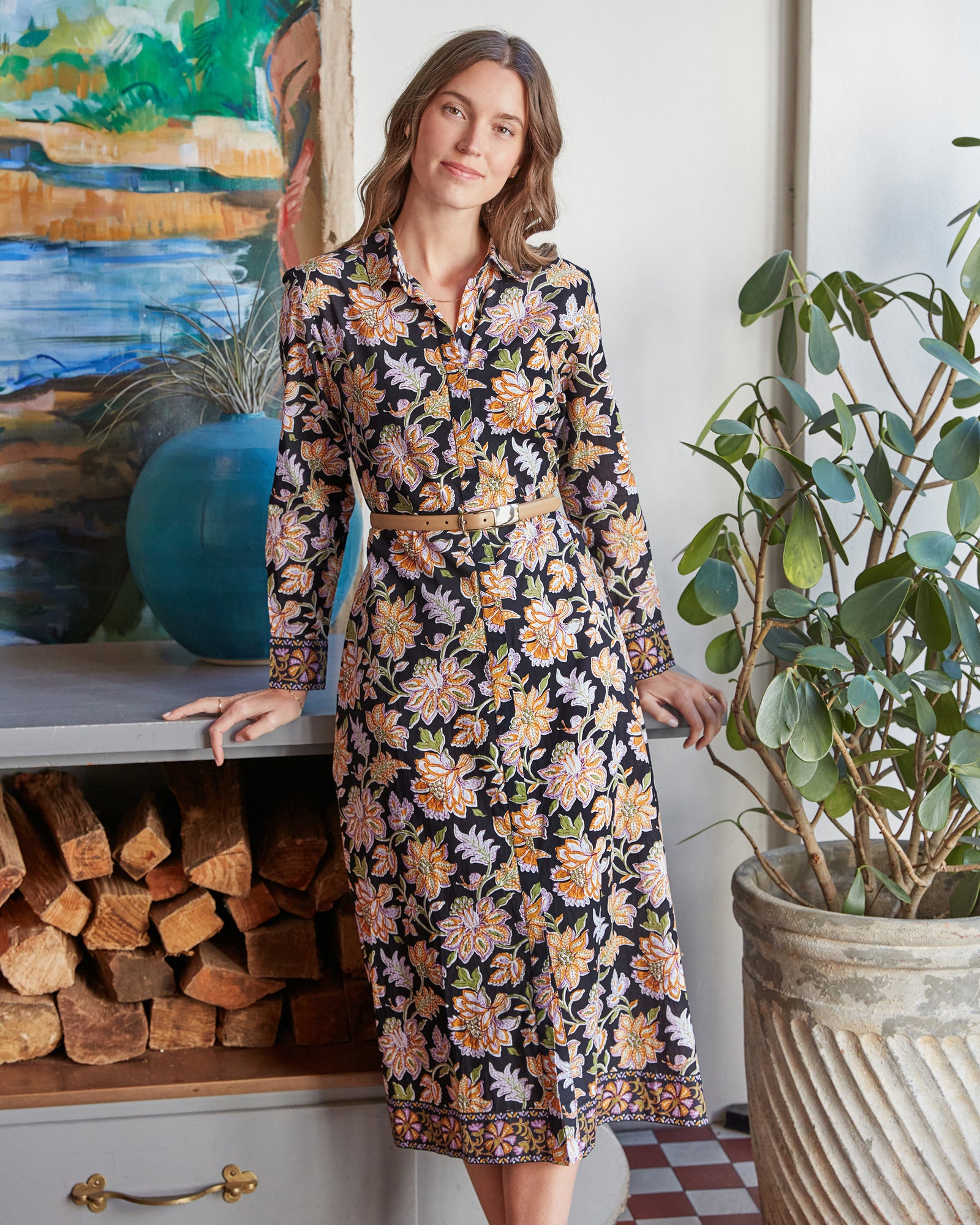 Gardenscape - Monaco Dress - Jet Black - Printfresh