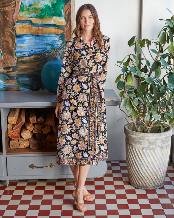 Gardenscape - Monaco Dress - Jet Black - Printfresh