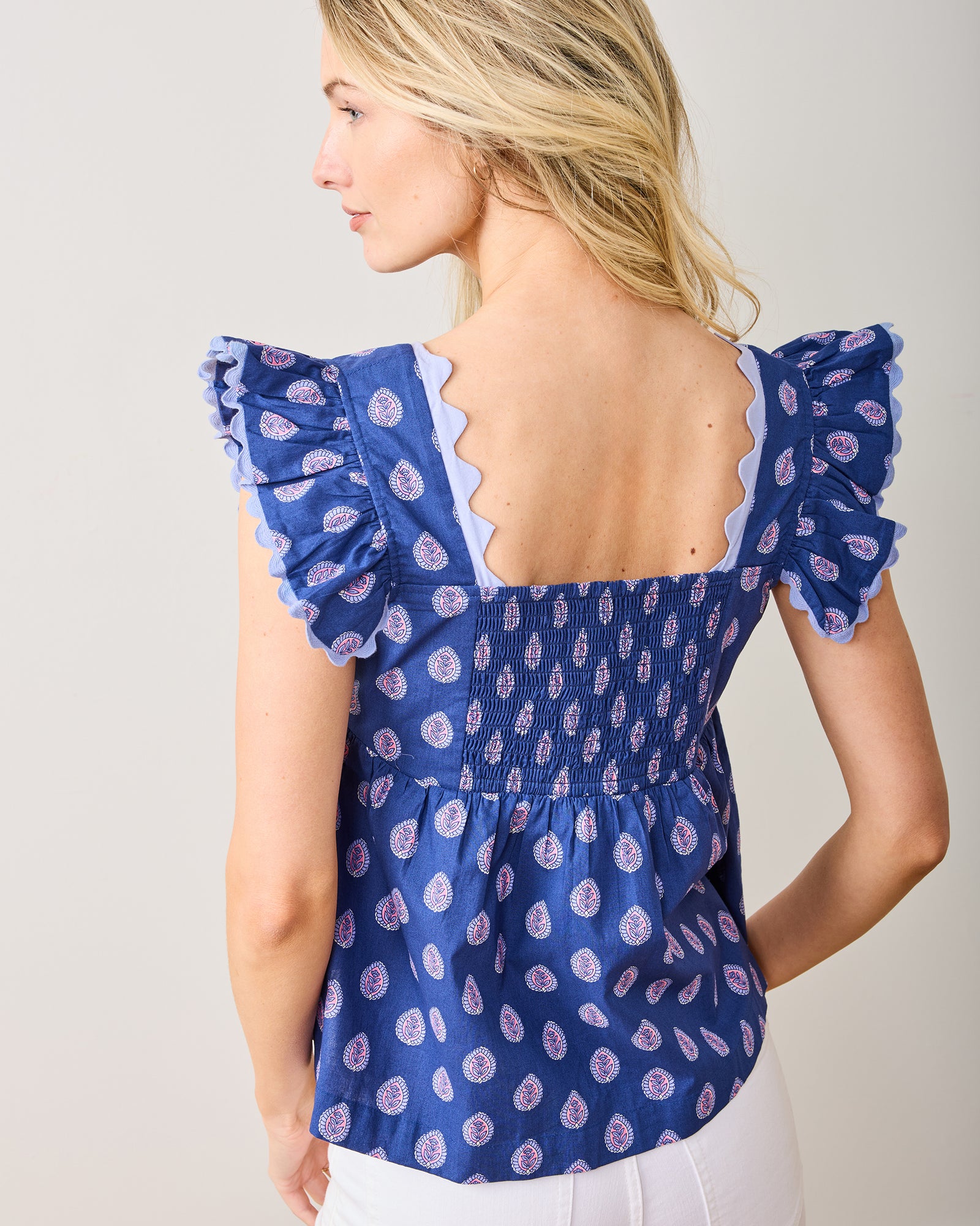 Glass Flower - Dunmore Blouse - Navy - Printfresh