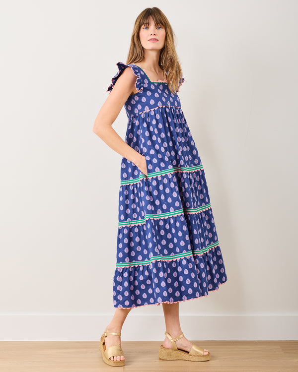 Glass Flower - Dunmore Dress - Navy - Printfresh