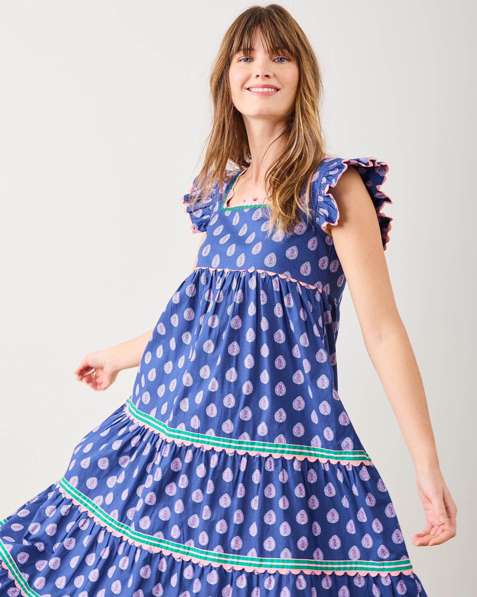 Glass Flower - Dunmore Dress - Navy - Printfresh