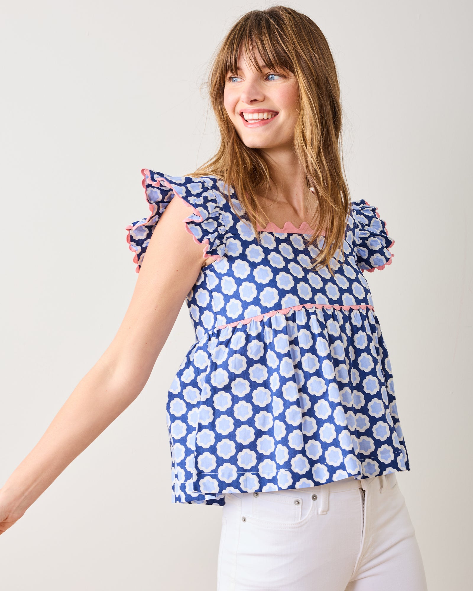 Hello Hexagon - Dunmore Blouse - Periwinkle Pop - Printfresh