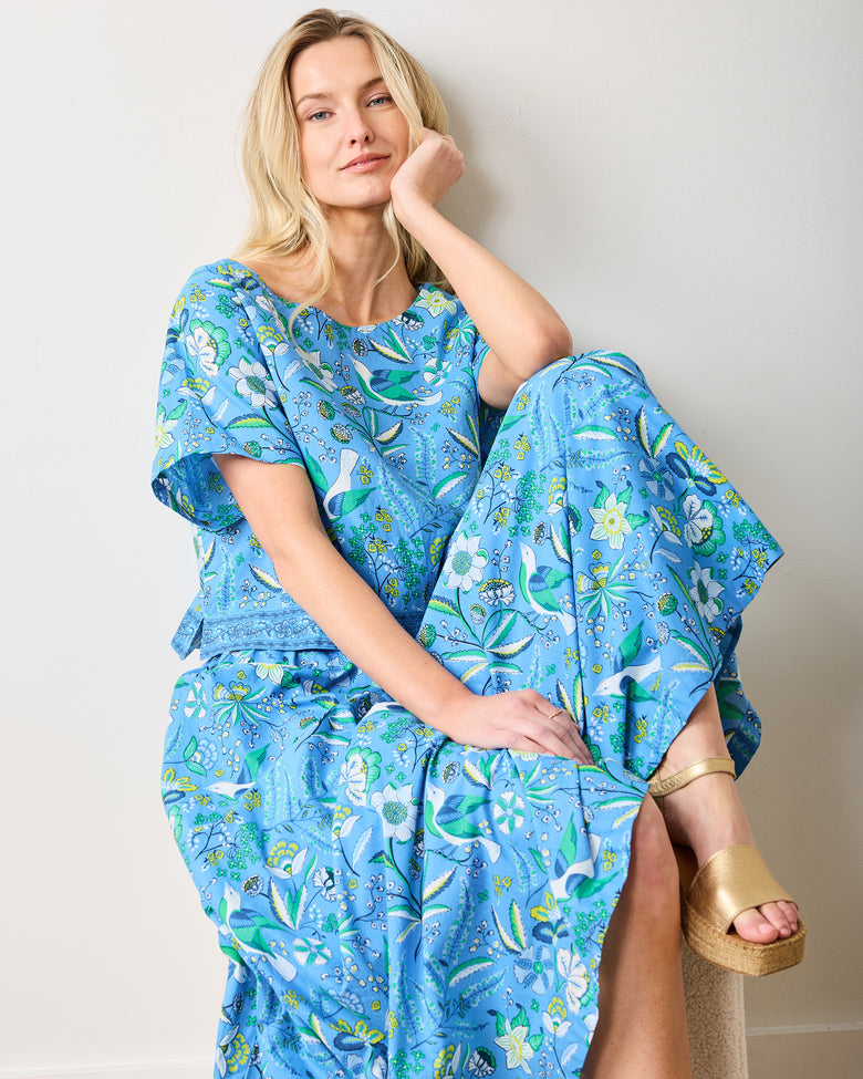 Painter's Garden - Carry On Cropped Top - Cobalt Blue - Printfresh