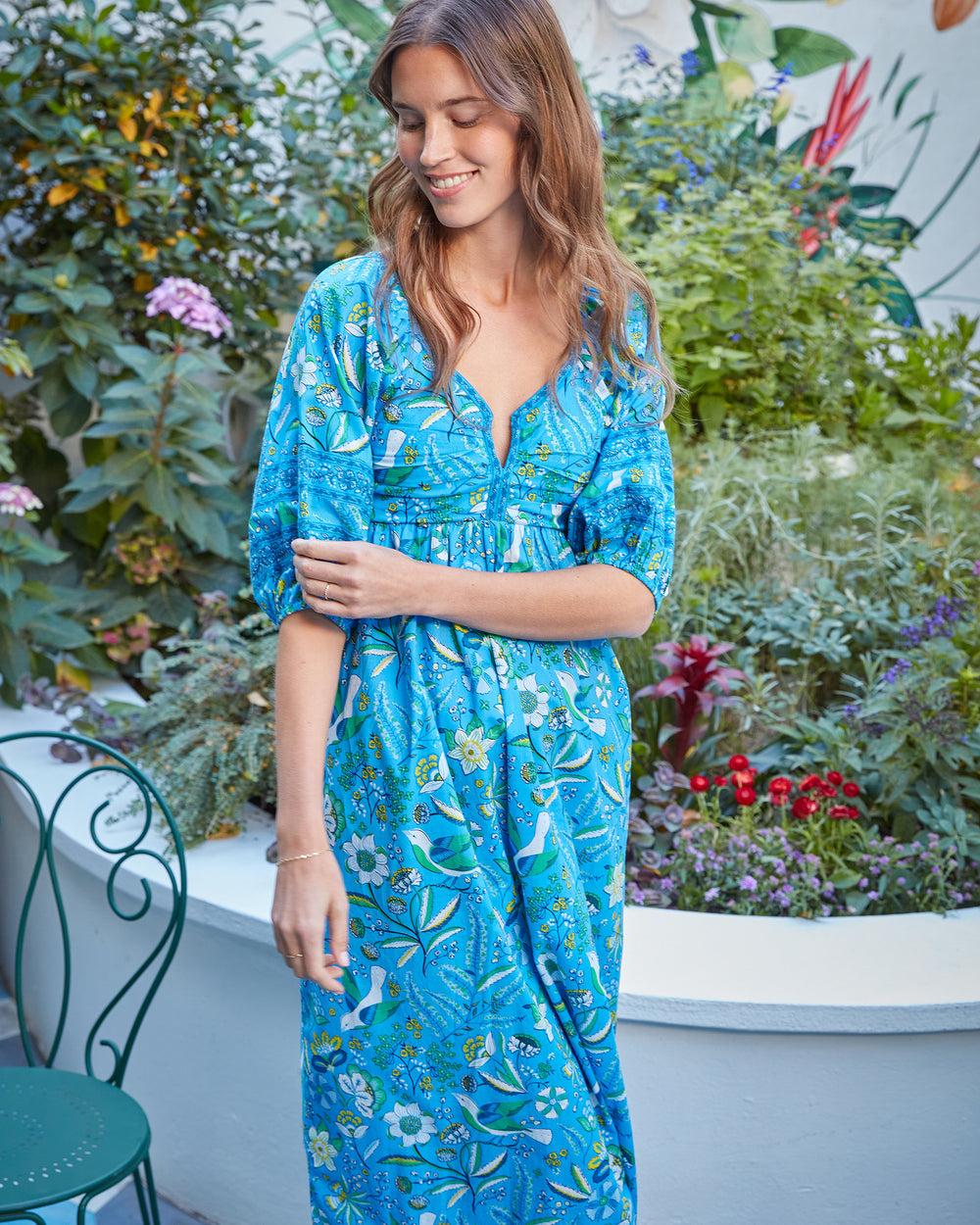 Painter's Garden - Jasmine Dress - Cobalt Blue - Printfresh