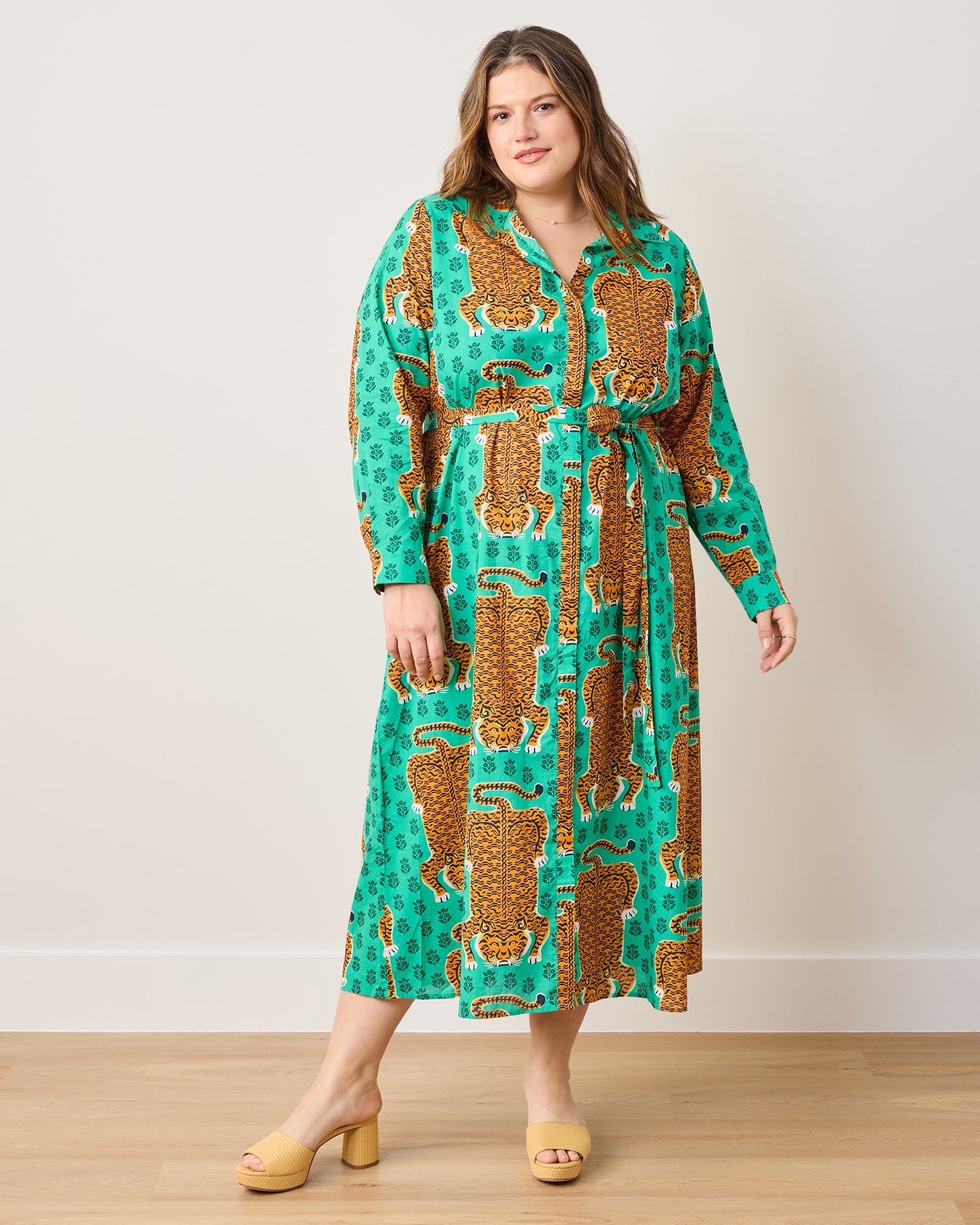 Siberian Stripes - Monaco Dress - Lucky Green - Printfresh