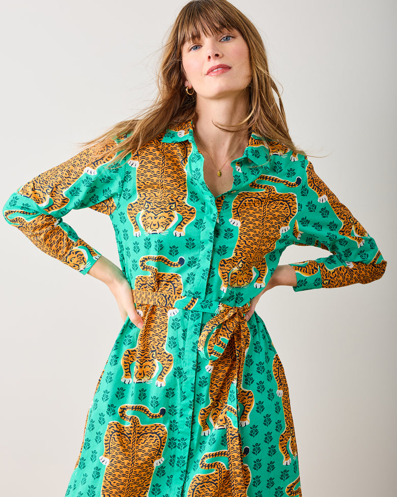 Siberian Stripes - Monaco Dress - Lucky Green Printfresh Siberian Stripes - Monaco Dress - Lucky Green Printfresh