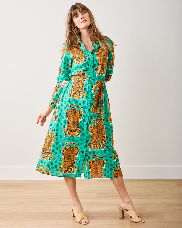 Siberian Stripes - Monaco Dress - Lucky Green - Printfresh