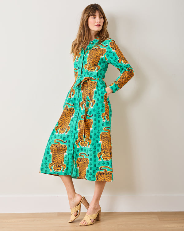 Siberian Stripes - Monaco Dress - Lucky Green - Printfresh