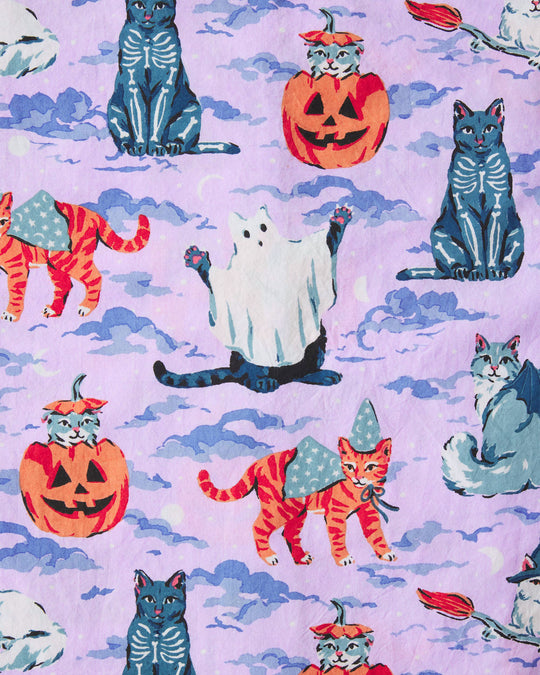 Halloween House Cats - Short Sleep Set - Lavender - Printfresh
