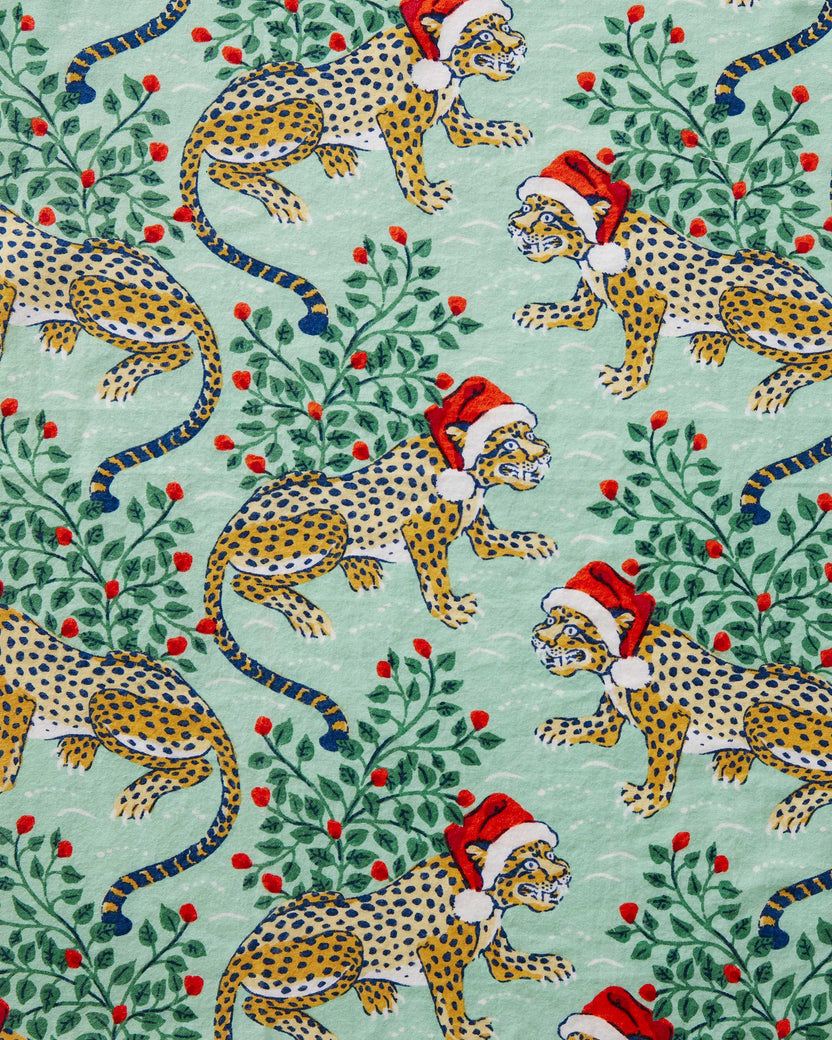 Holly Jolly Bagheera - Flannel Long Sleep Set - Frosted Mint - Printfresh