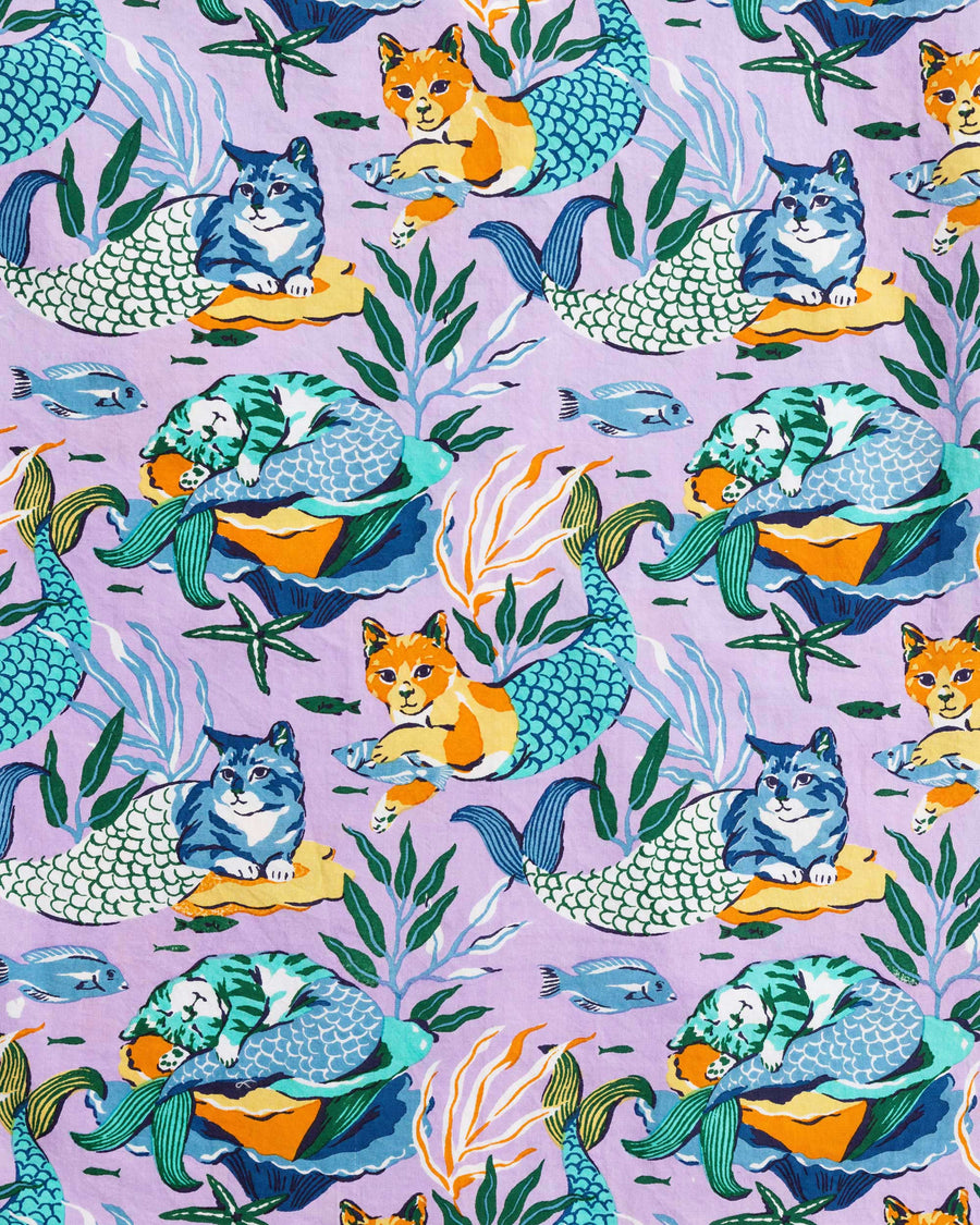 Meowing Mermaids - Retro Dreams Nightgown - Lavender - Printfresh