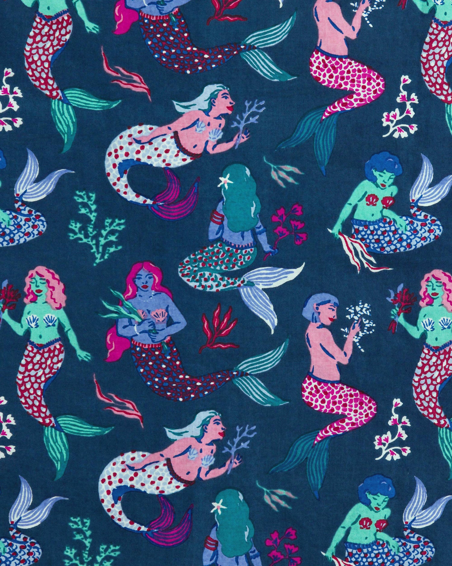 Mythical Mermaids - Robe - Shoreline Blue - Printfresh