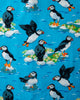 Playful Puffins - Midweight Flannel Long PJ Set - Bright Blue - Printfresh