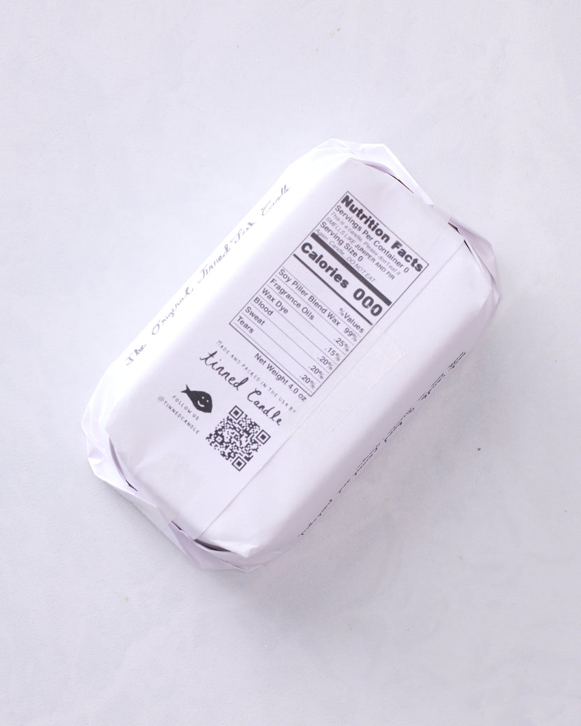 Tinned Fish Candle - Juniper & Fraser Fir - Tinned Candle - Printfresh