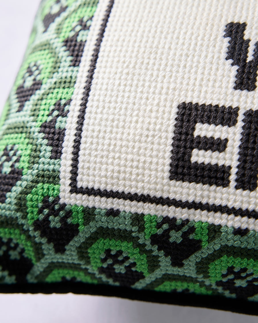Furbish Studio - Bad Witch Energy Needlepoint Pillow - Green Combo