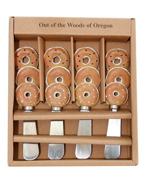 Bagel Combo - Set of 4 Cheese and Butter Spreaders - Out of the Woods of Oregon - Printfresh
