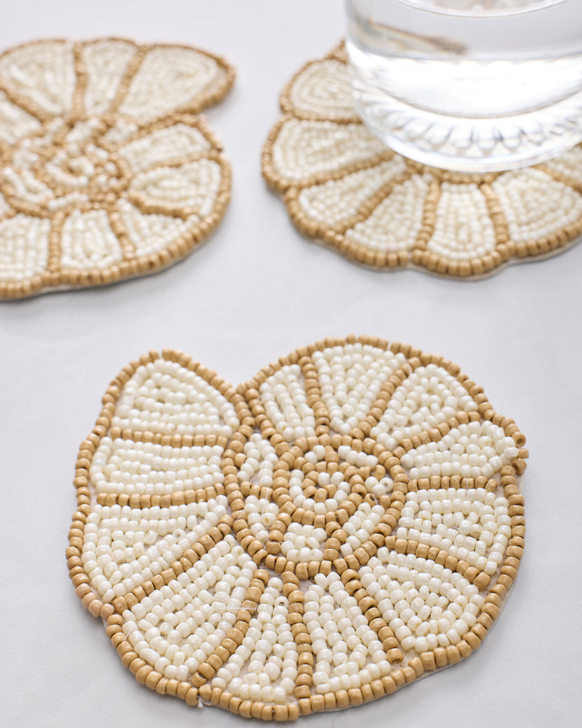 Ivory Combo - Beaded Shell Coasters Set of 4 - Creative Brands