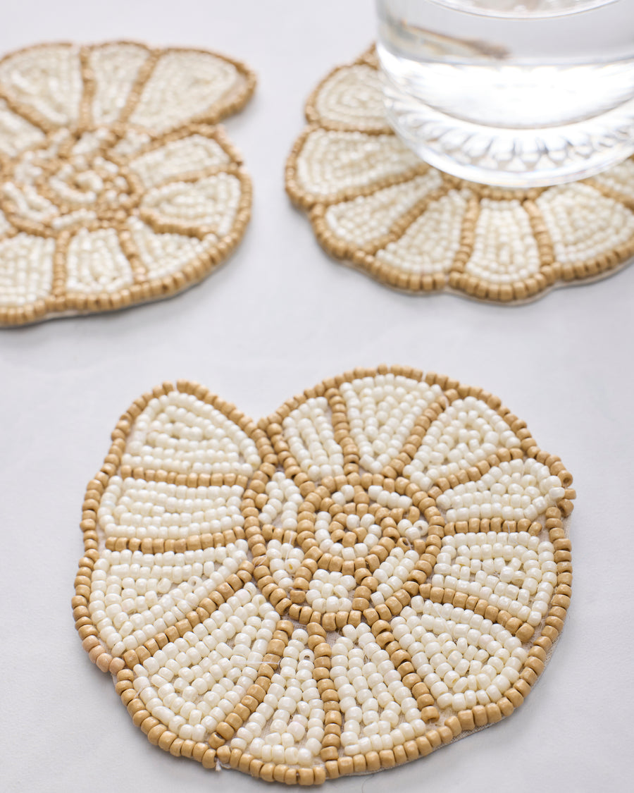 Ivory Combo - Beaded Shell Coasters Set of 4 - Creative Brands
