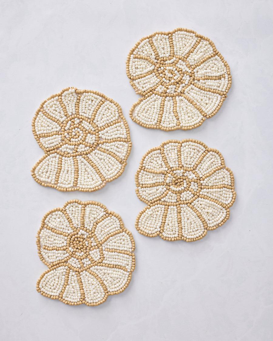 Ivory Combo - Beaded Shell Coasters Set of 4 - Creative Brands