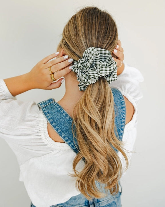 Black Gingham - Aspen Jumbo Scrunchie - Shop Andi - Printfresh