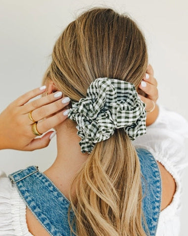 Black Gingham - Aspen Jumbo Scrunchie - Shop Andi - Printfresh