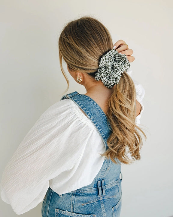 Black Gingham - Aspen Jumbo Scrunchie - Shop Andi - Printfresh