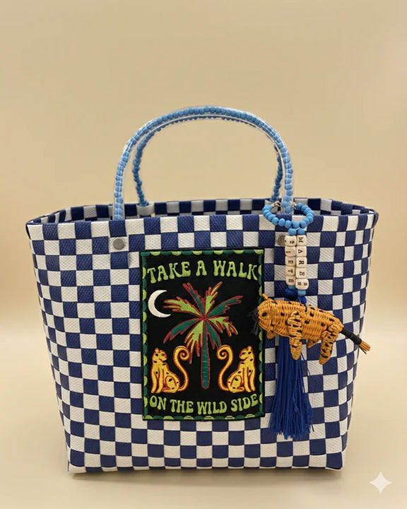 Blue Check - El Jaguar Zuncho Handbag - MERCEDES SALAZAR - Printfresh