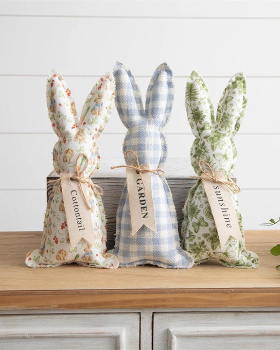 Blue Combo - Fabric Bunnies - Set of 3 - Audrey's Home & Gift - Printfresh