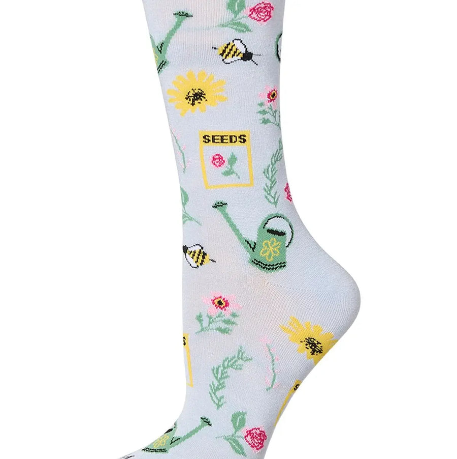 Blue Combo - Flower Garden Bamboo Crew - Infinity Classics - Printfresh