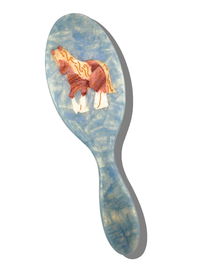 Blue Combo - Hand Painted Horse Amazing Hair Day Brush - Solar Eclipse - Printfresh