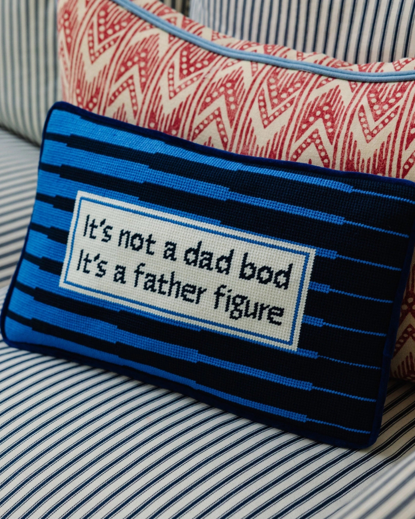 Blue Multi - Father Figure Needlepoint Pillow - Furbish Studio
