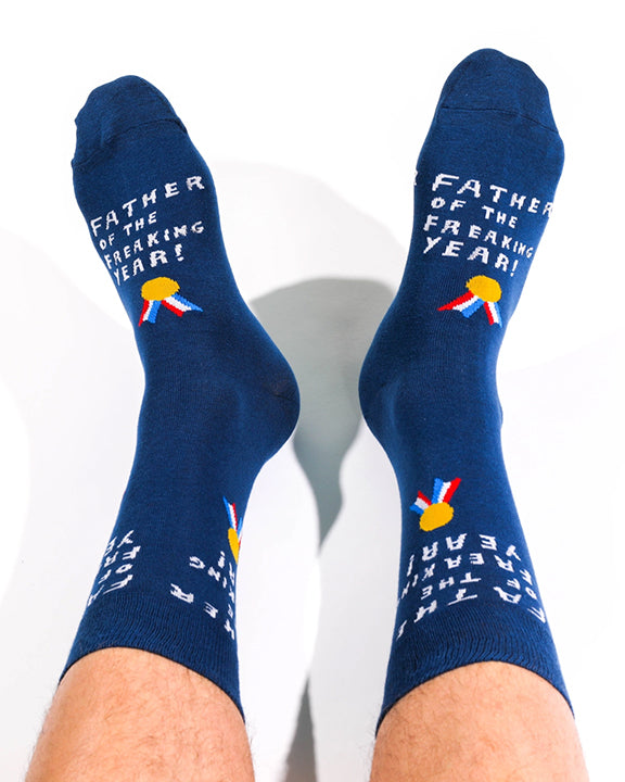 Blue Multi - Men's Father of the Year Socks - Yellow Owl Workshop - Printfresh