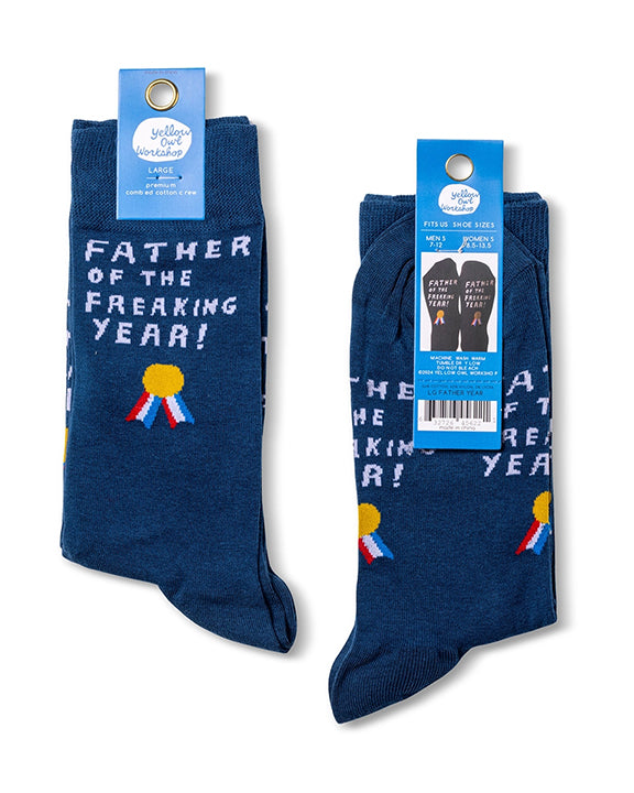 Blue Multi - Men's Father of the Year Socks - Yellow Owl Workshop - Printfresh