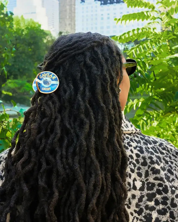 Solar Eclipse - Hand Painted Caviar Claw Hair Clip - Blue - Printfresh