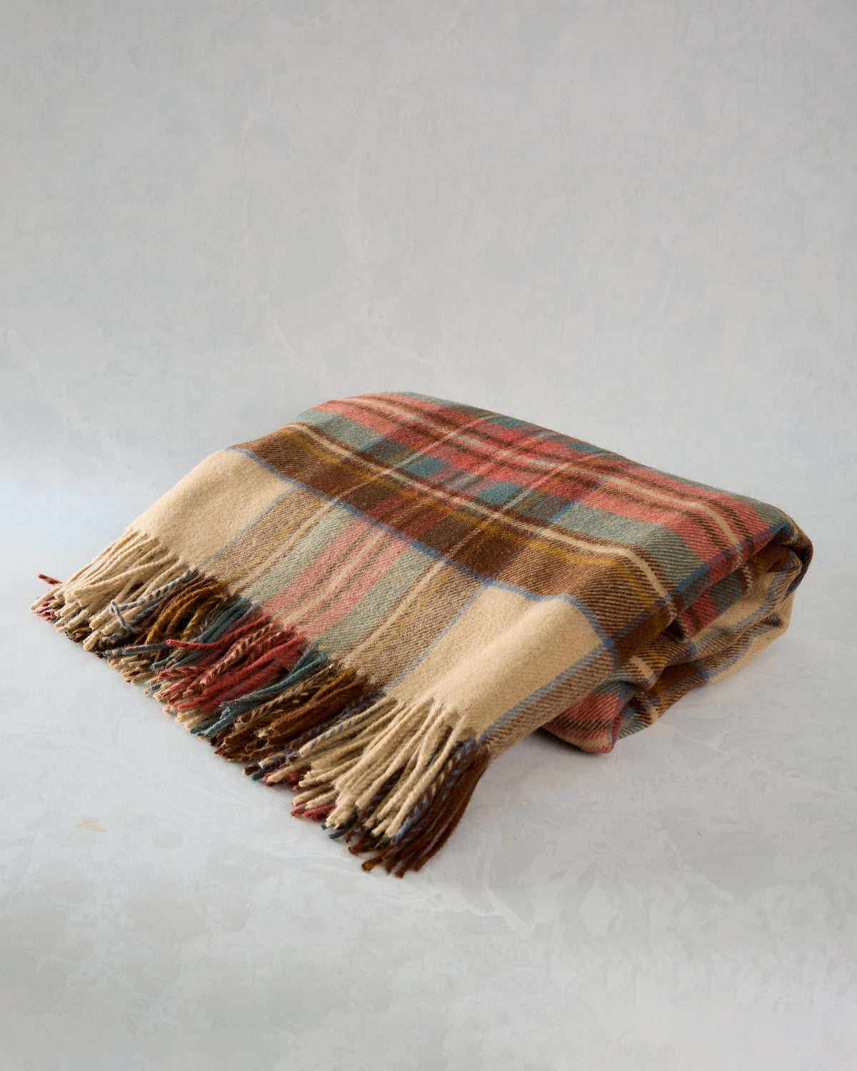 Camel Combo - Tartan Plaid Merino Lambswool Throw - Bronte Moon