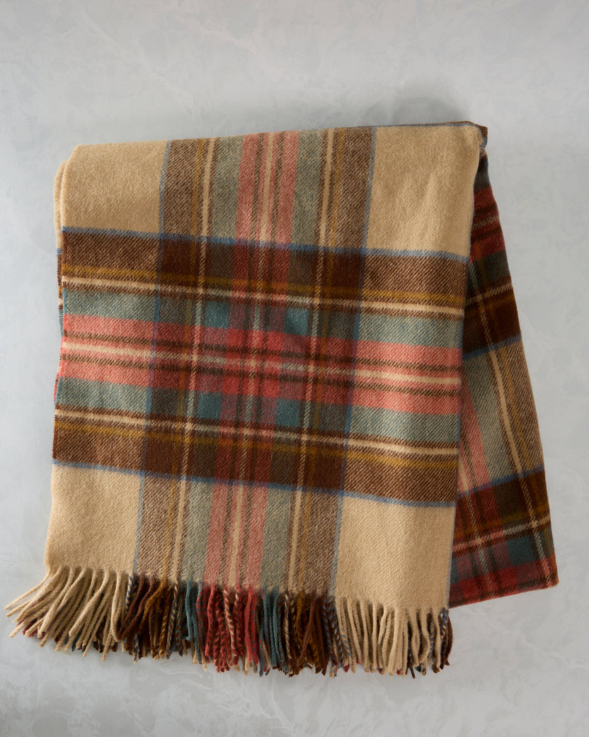 Camel Combo - Tartan Plaid Merino Lambswool Throw - Bronte Moon
