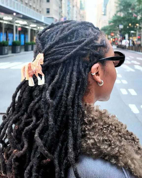 Brown Combo - Hand Painted Horse Claw Clip - Solar Eclipse - Printfresh