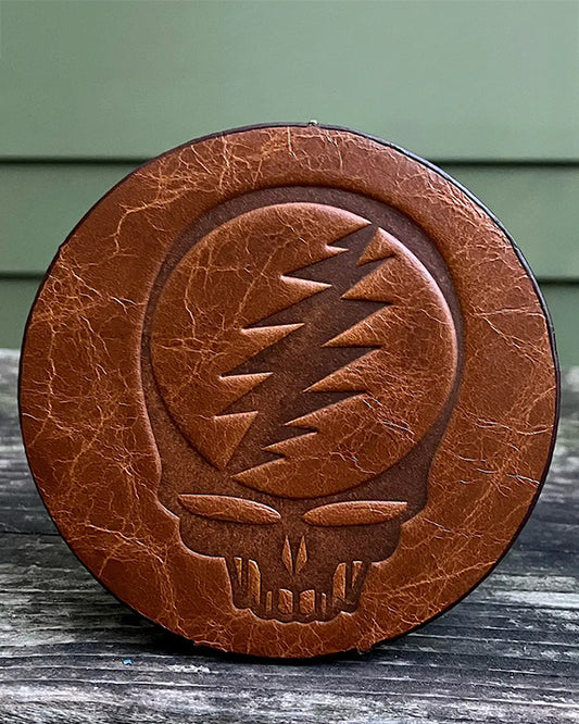 Brown - Leather Coaster Steal Your Face Grateful Dead - Jimmyrockit - Printfresh