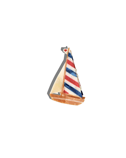 Blue/Red - Hand Painted Sailboat Claw Hair Clip - Solar Eclipse - Printfresh