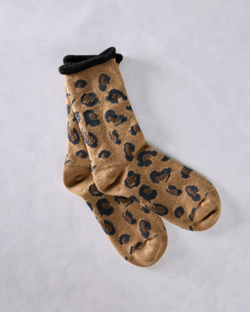 Camel - Cheetah Cashmere Crew Sock - Hansel from Basel