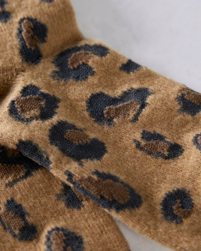 Camel - Cheetah Cashmere Crew Sock - Hansel from Basel