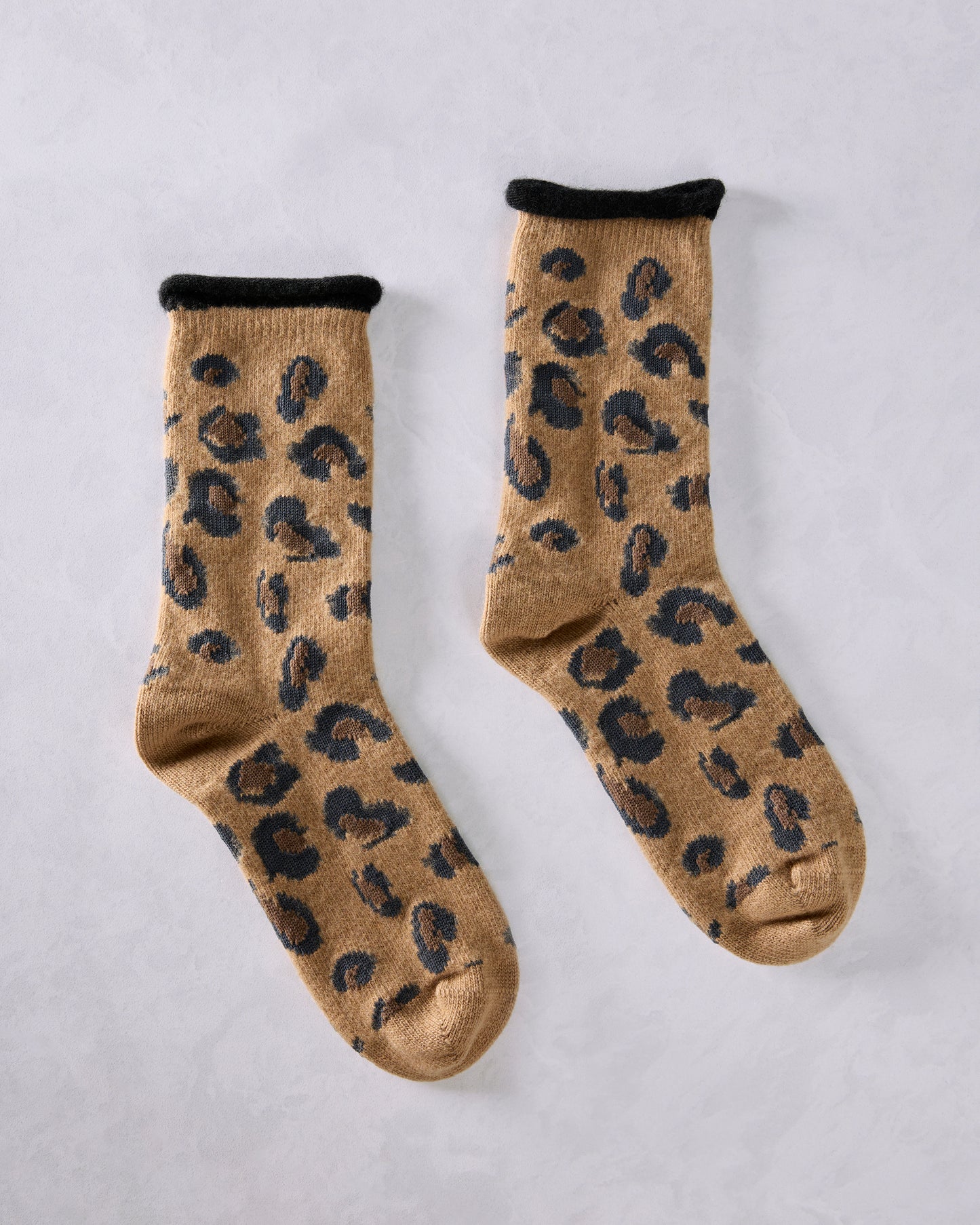 Camel - Cheetah Cashmere Crew Sock - Hansel from Basel