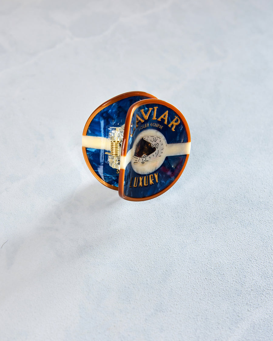 Solar Eclipse - Hand Painted Caviar Claw Hair Clip - Blue - Printfresh