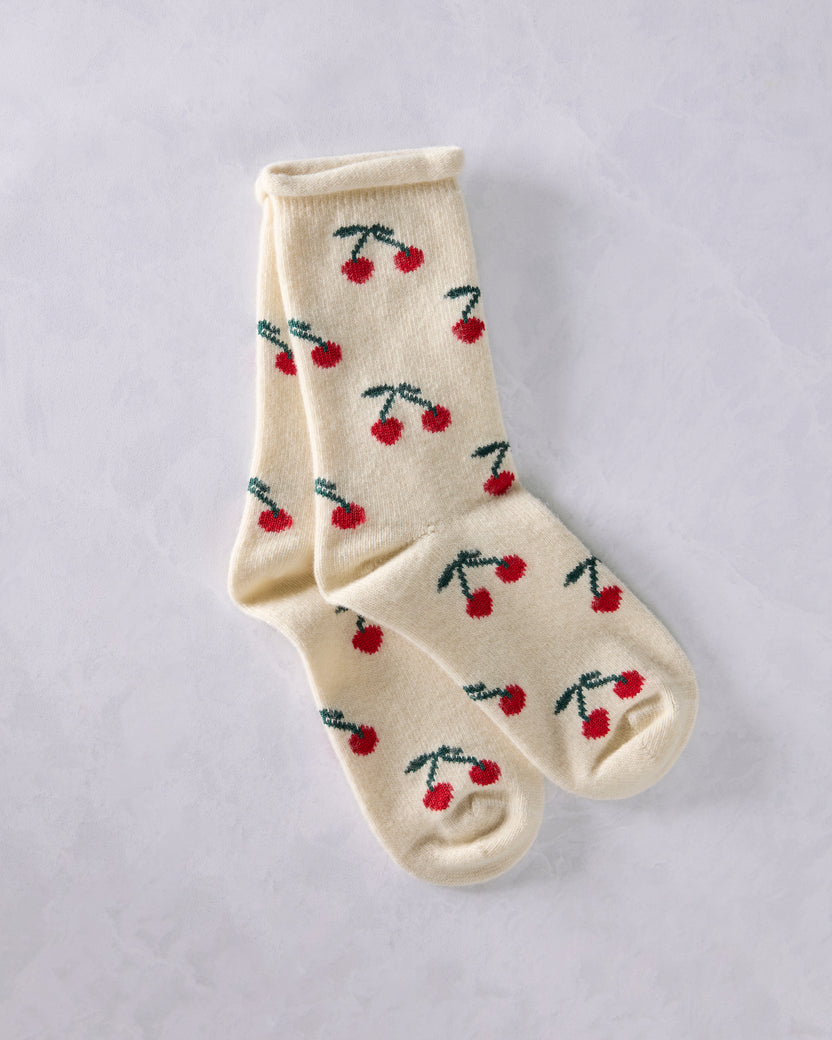 Ivory - Cherry Bomb Cashmere Crew Sock - Hansel from Basel