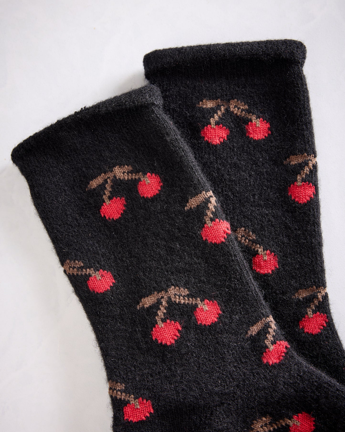 Black - Cherry Bomb Cashmere Crew Sock - Hansel from Basel - Printfresh
