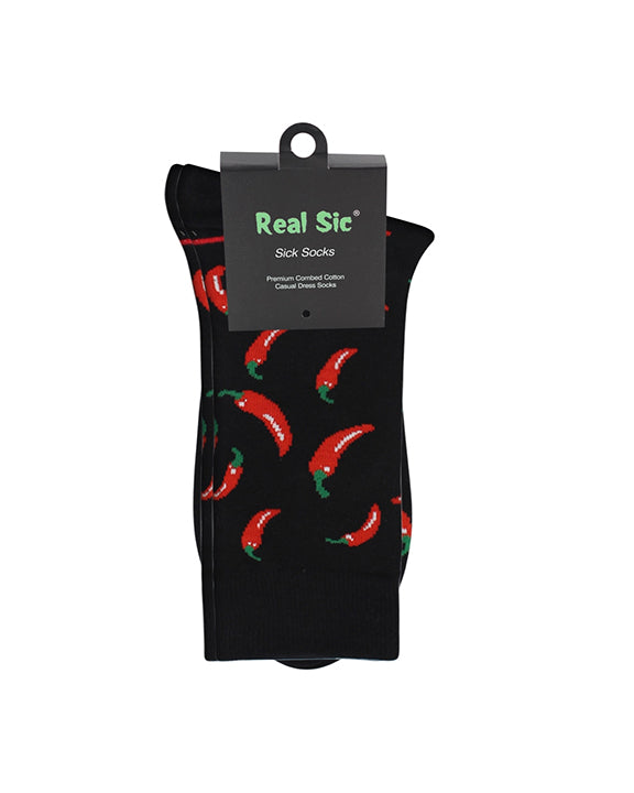 Chili Red - Men's Red Chili Pepper Socks - Real Sic - Printfresh