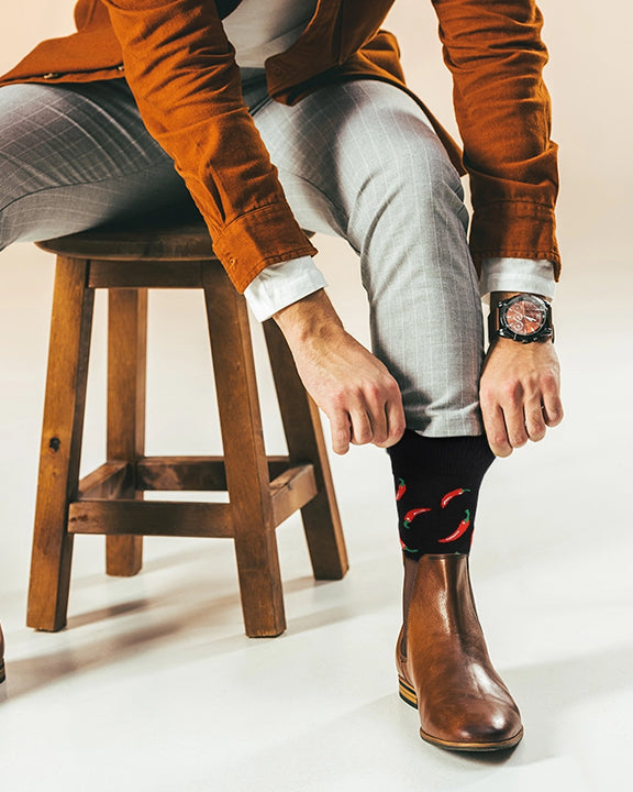 Chili Red - Men's Red Chili Pepper Socks - Real Sic - Printfresh